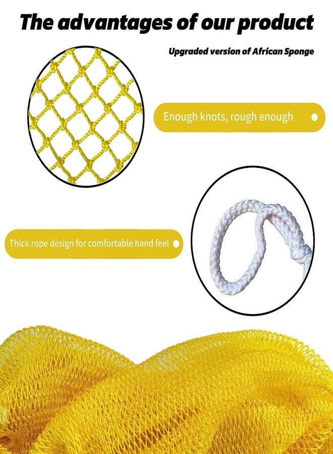 SPMKTBOZAI African Net Sponge Authentic, African Exfoliating Sponge Real African Net Black Owned, African Bath Sponge Back Scrubber for Shower Loofah Bathing Accessories (Yellow, 1 Pieces) - Image 3